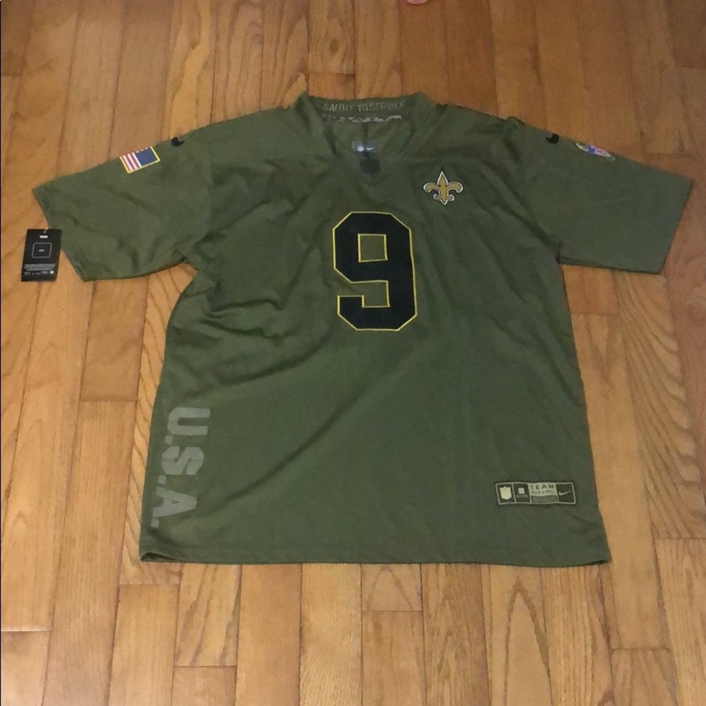 Salute to Service Brees Olive Green Saints Jersey